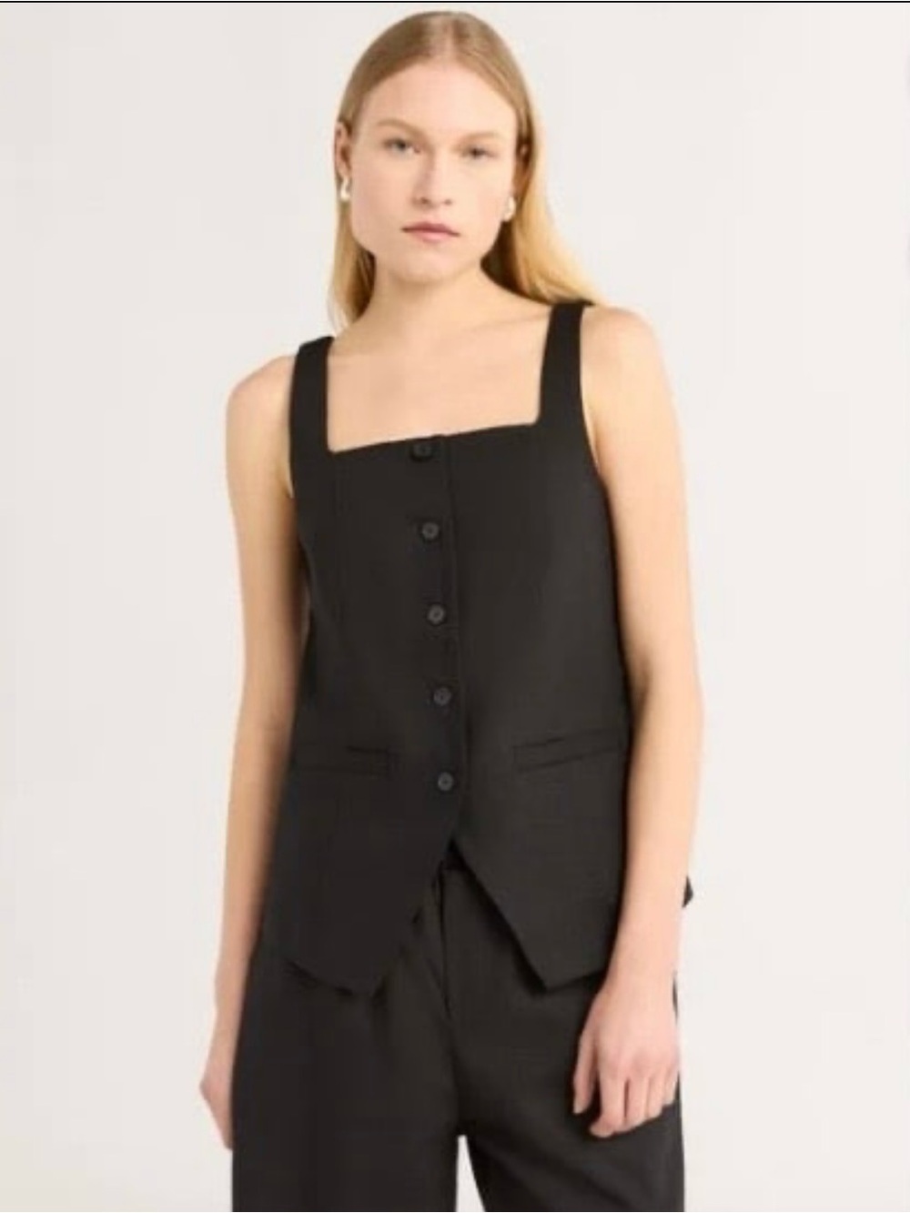 Scoop Black Tailored Button-Front Vest BNWT size XS 0-2